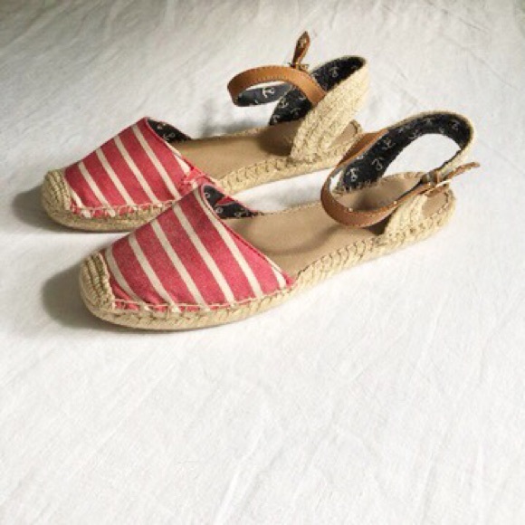 Espadrille breton stripe sandals nautical theme red, white, blue - Picture 3 of 8